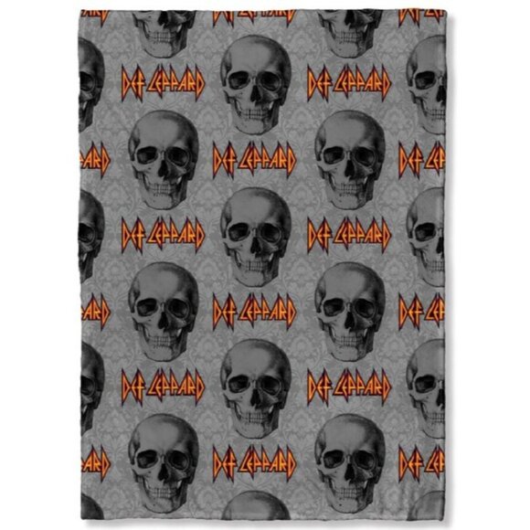 Def Leppard Other - New Licensed Def Leppard Rock Band Plush Throw Blanket Gift Music Skull Damask